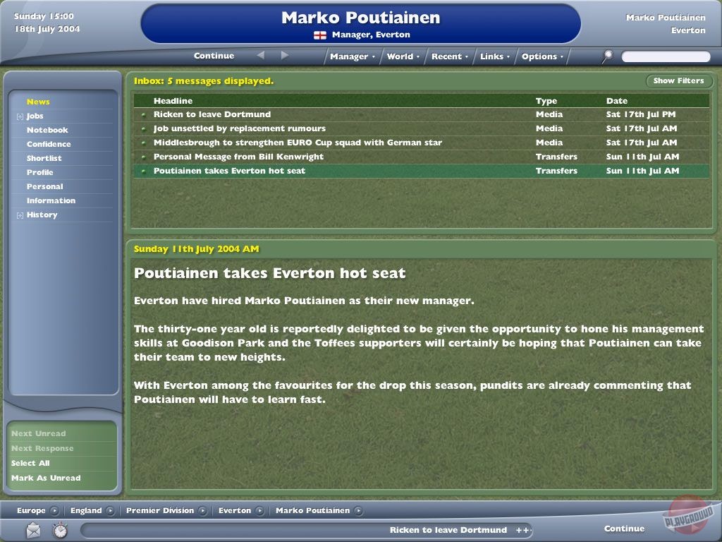 Скриншот из игры Football Manager 2005 - 12