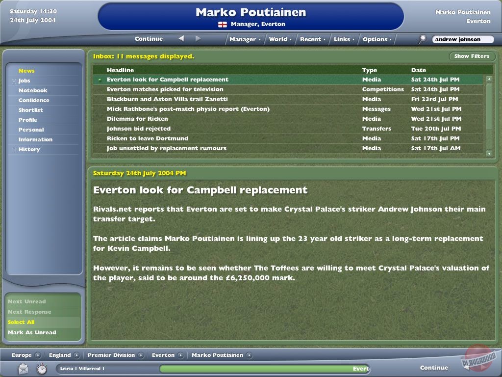 Скриншот из игры Football Manager 2005 - 7