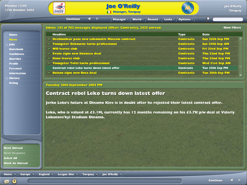 Скриншот из игры Football Manager 2006 - 50