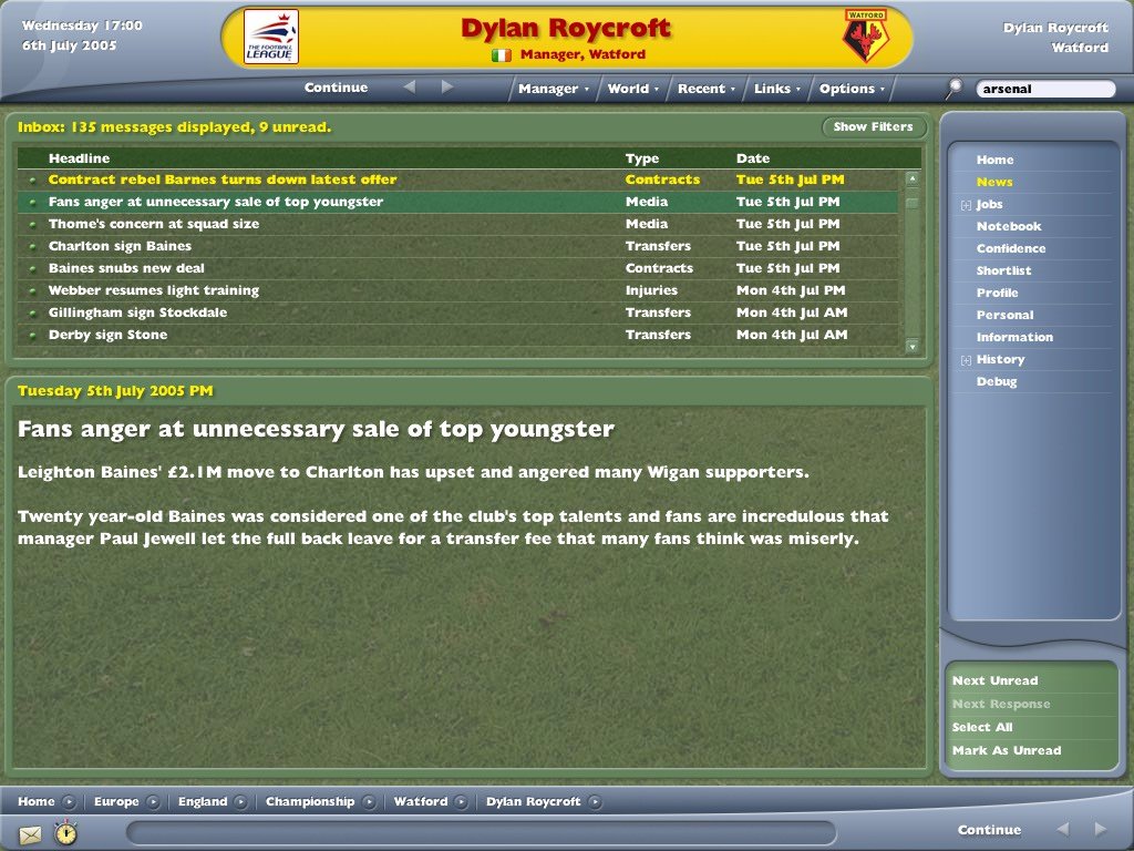 Скриншот из игры Football Manager 2006 - 39