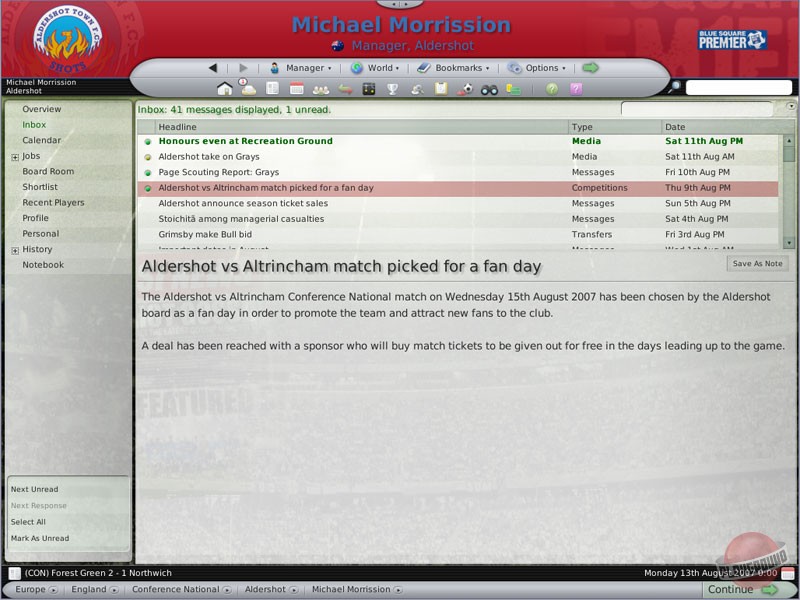 Скриншот из игры Football Manager 2008 - 15