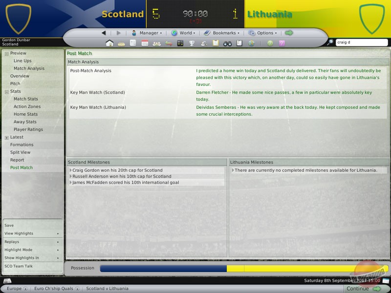 Скриншот из игры Football Manager 2008 - 5