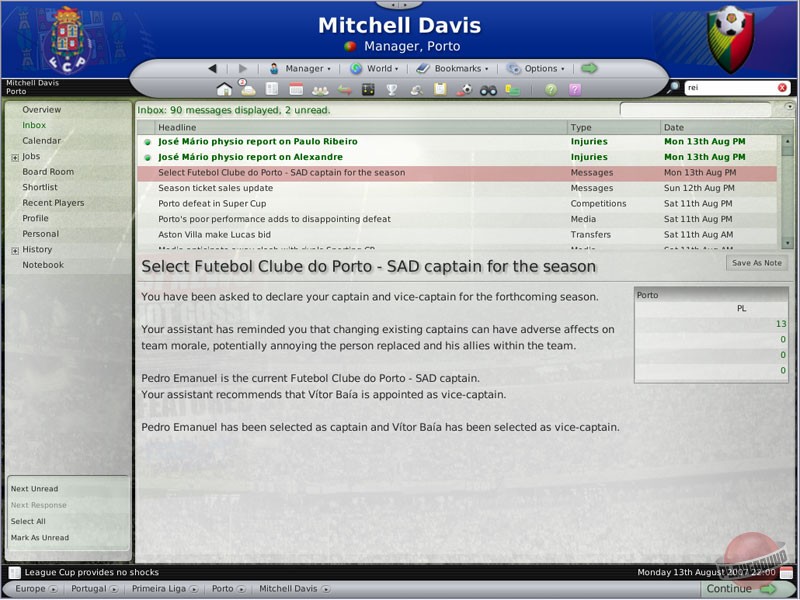 Скриншот из игры Football Manager 2008 - 7
