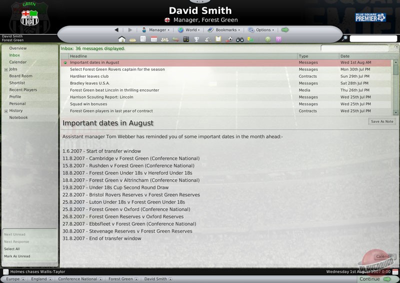 Скриншот из игры Football Manager 2008 - 9