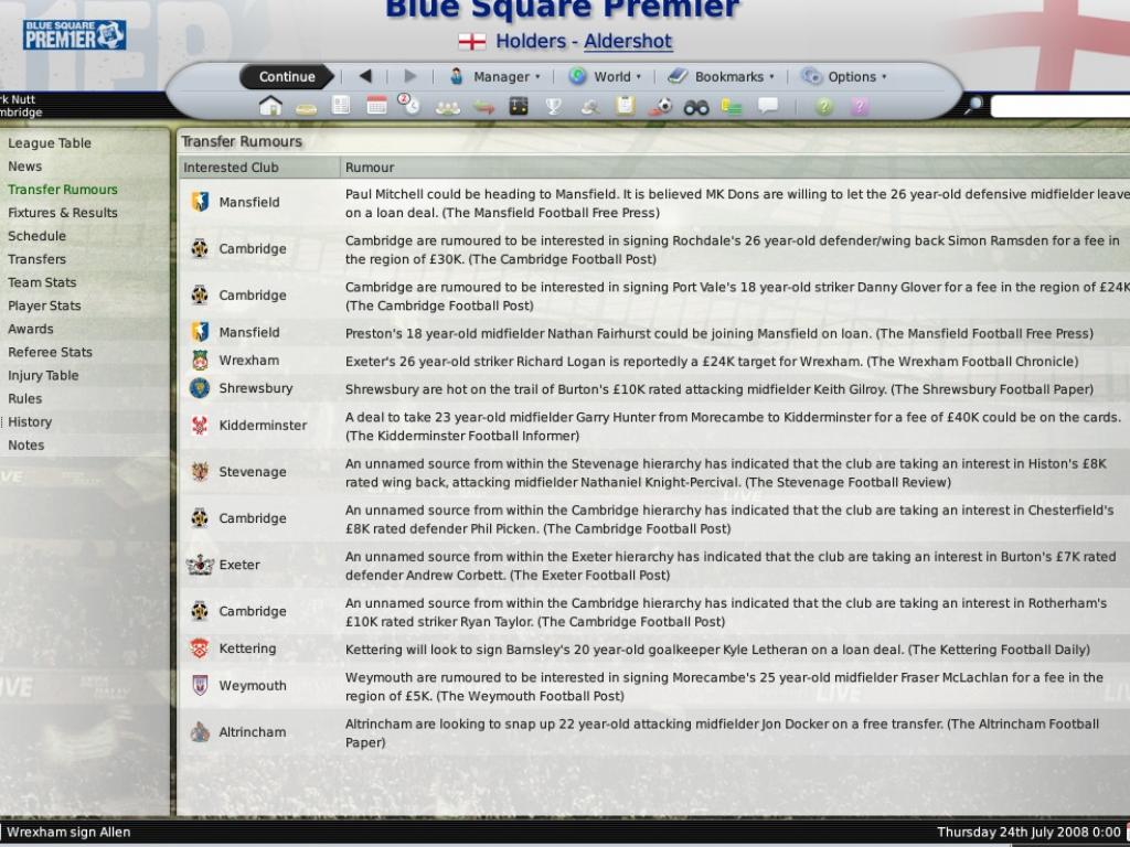 Скриншот из игры Football Manager 2009 - 16