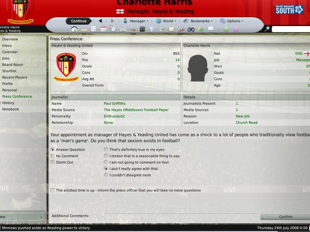 Скриншот из игры Football Manager 2009 - 22