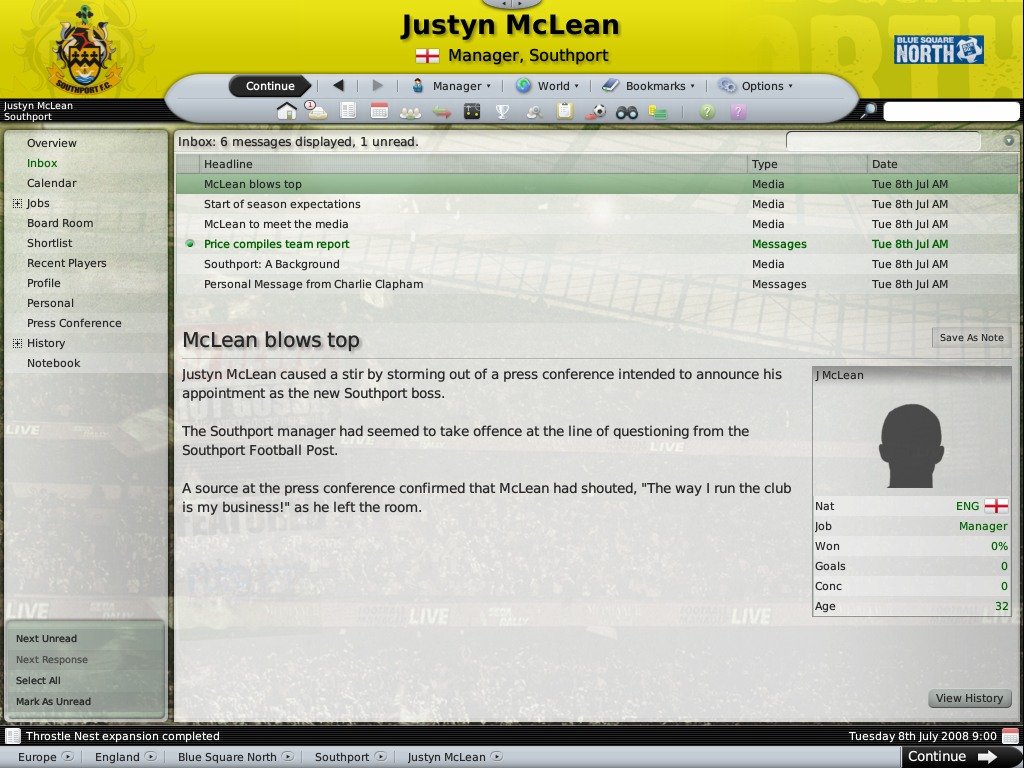 Скриншот из игры Football Manager 2009 - 9