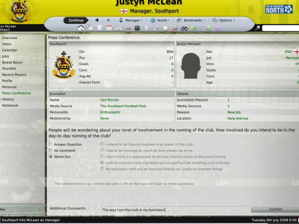Скриншот из игры Football Manager 2009 - 34