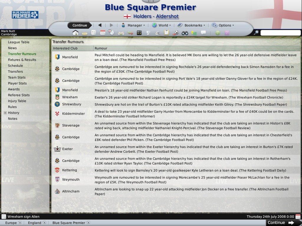 Скриншот из игры Football Manager 2009 - 32