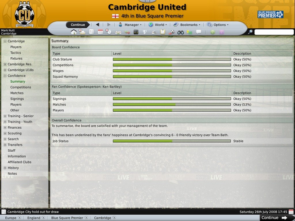 Скриншот из игры Football Manager 2009 - 12