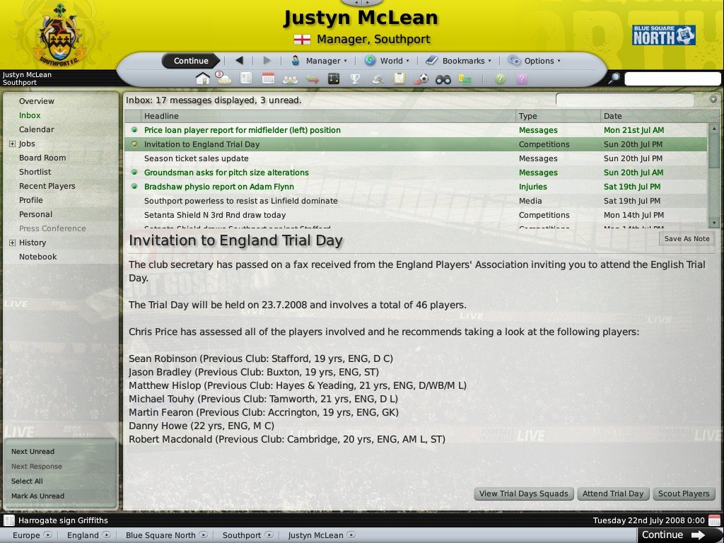 Скриншот из игры Football Manager 2009 - 28