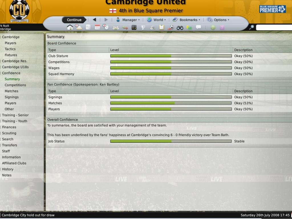 Скриншот из игры Football Manager 2009 - 7