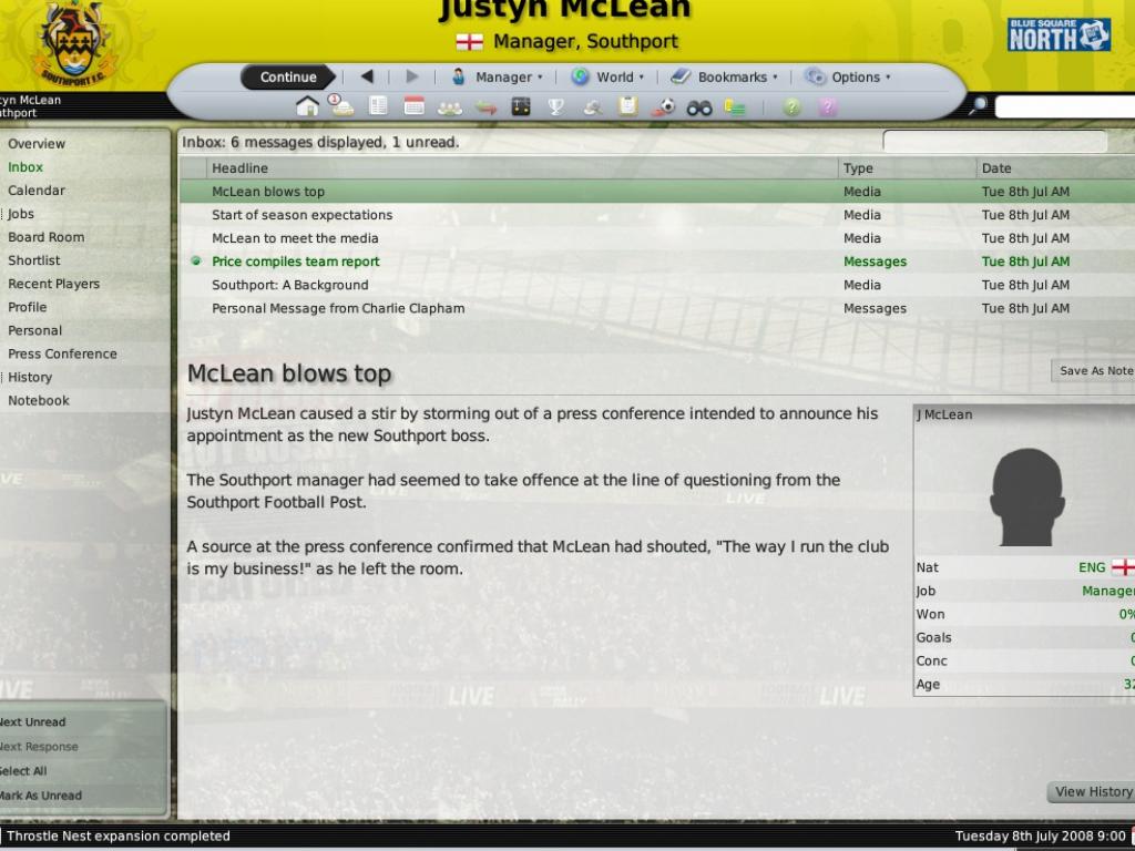 Скриншот из игры Football Manager 2009 - 25
