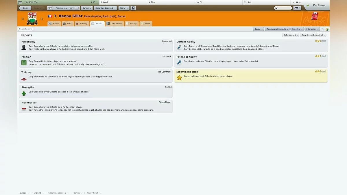Скриншот из игры Football Manager 2010 - 6
