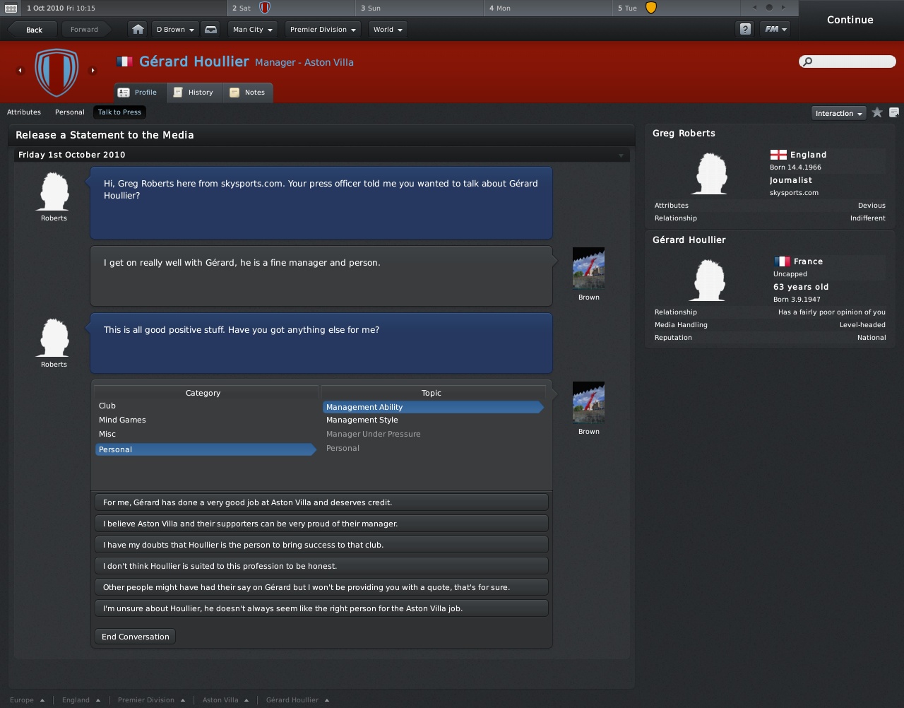 Скриншот из игры Football Manager 2011 - 36
