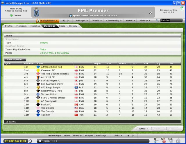 Скриншот из игры Football Manager Live - 99
