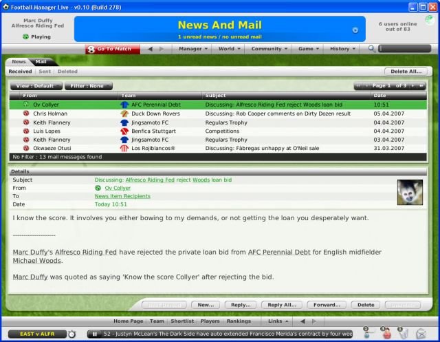 Скриншот из игры Football Manager Live - 2