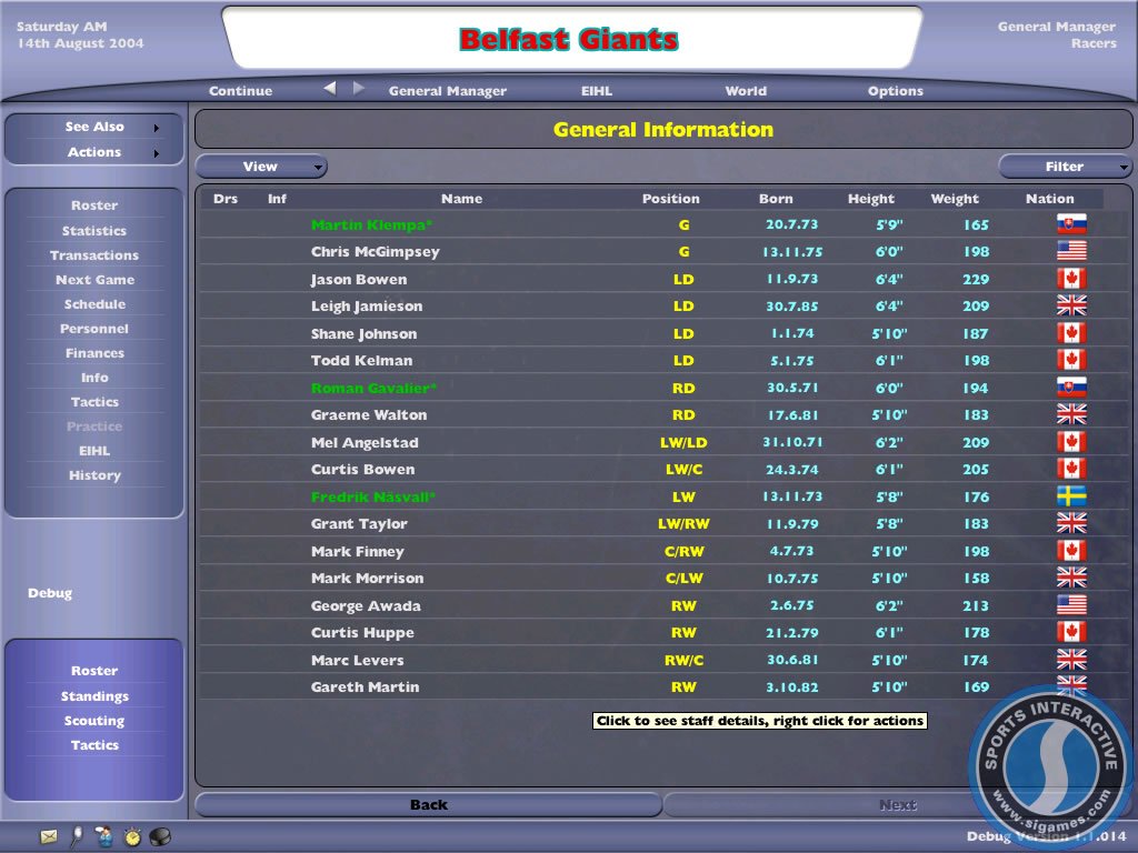 Скриншот из игры NHL Eastside Hockey Manager 2005 - 24
