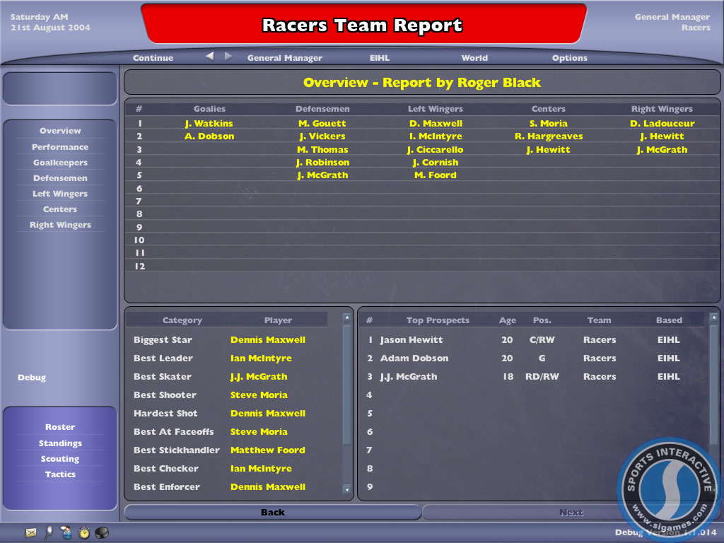 Скриншот из игры NHL Eastside Hockey Manager 2005 - 1