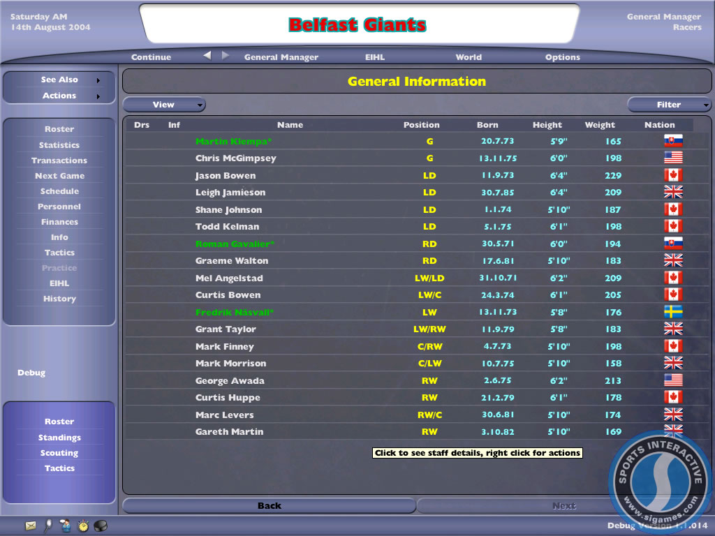 Скриншот из игры NHL Eastside Hockey Manager 2005 - 7
