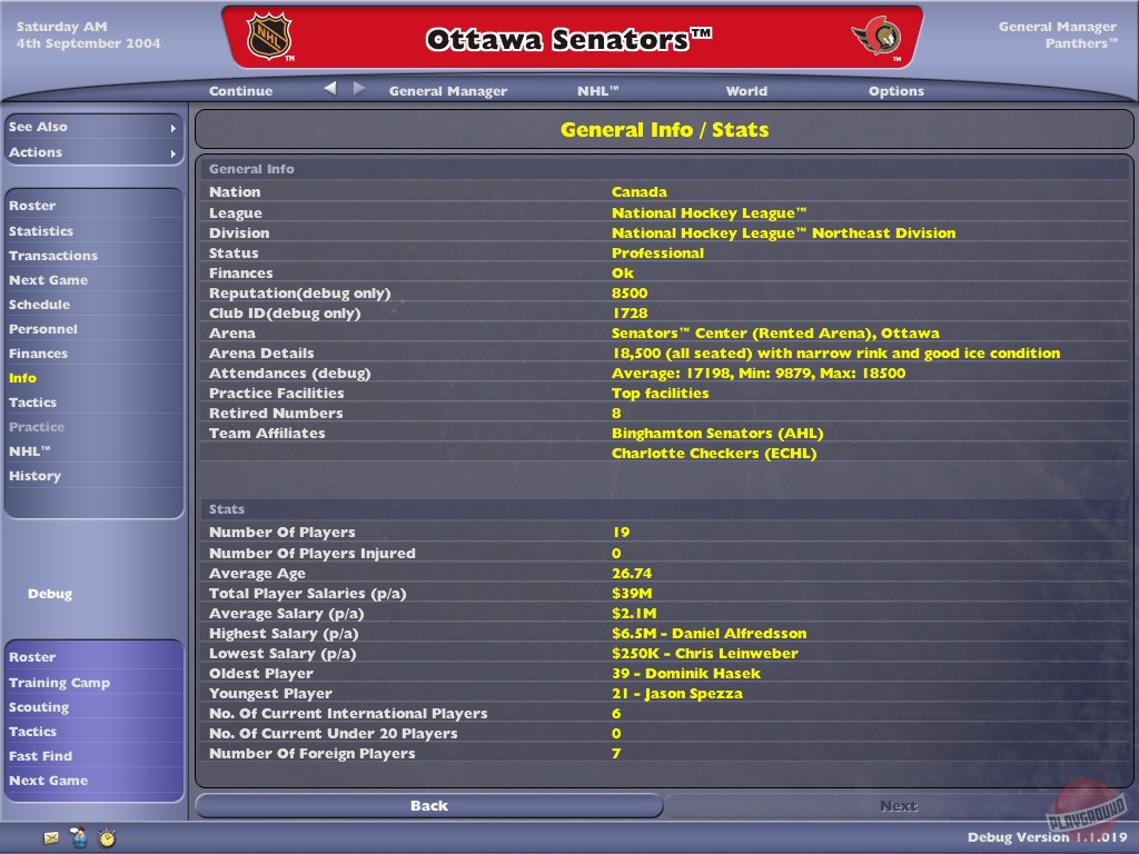Скриншот из игры NHL Eastside Hockey Manager 2005 - 16