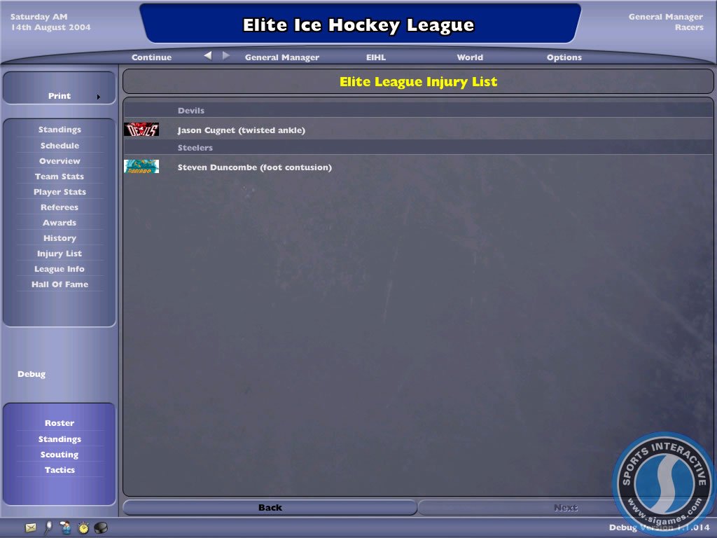 Скриншот из игры NHL Eastside Hockey Manager 2005 - 6