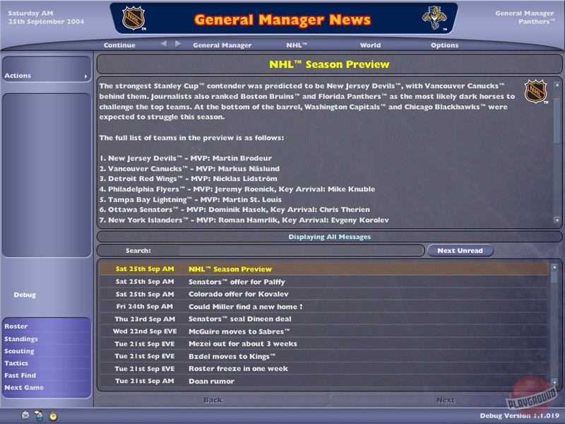 Скриншот из игры NHL Eastside Hockey Manager 2005 - 10