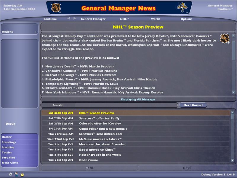 Скриншот из игры NHL Eastside Hockey Manager 2005 - 11