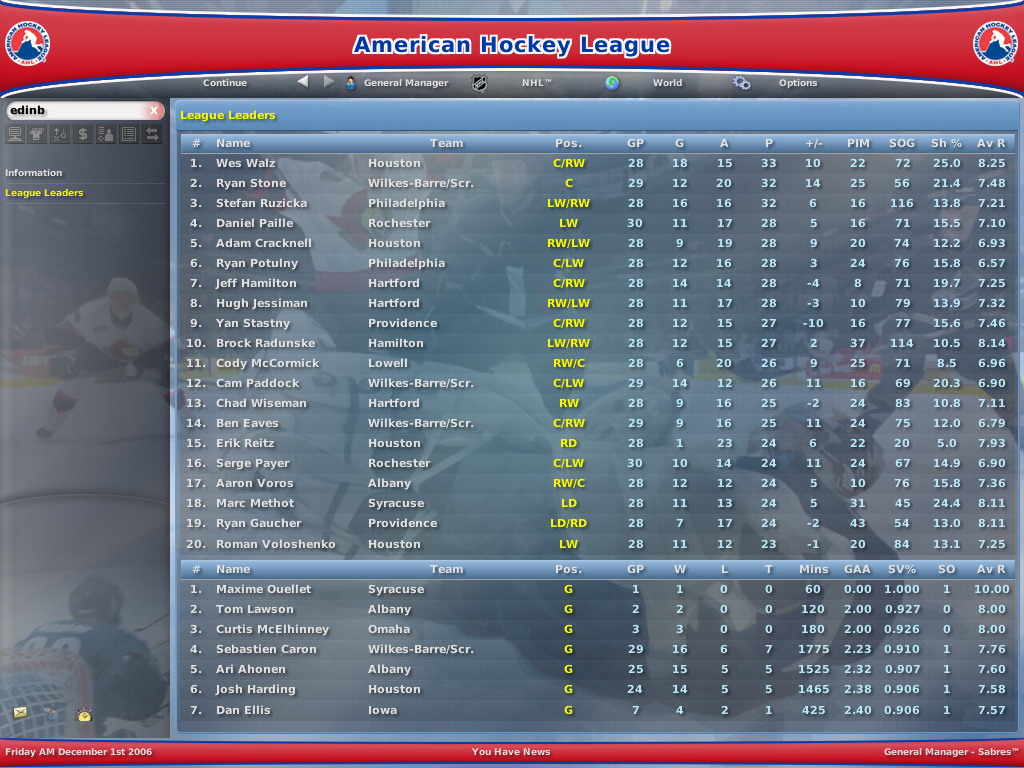Скриншот из игры NHL Eastside Hockey Manager 2007 - 7