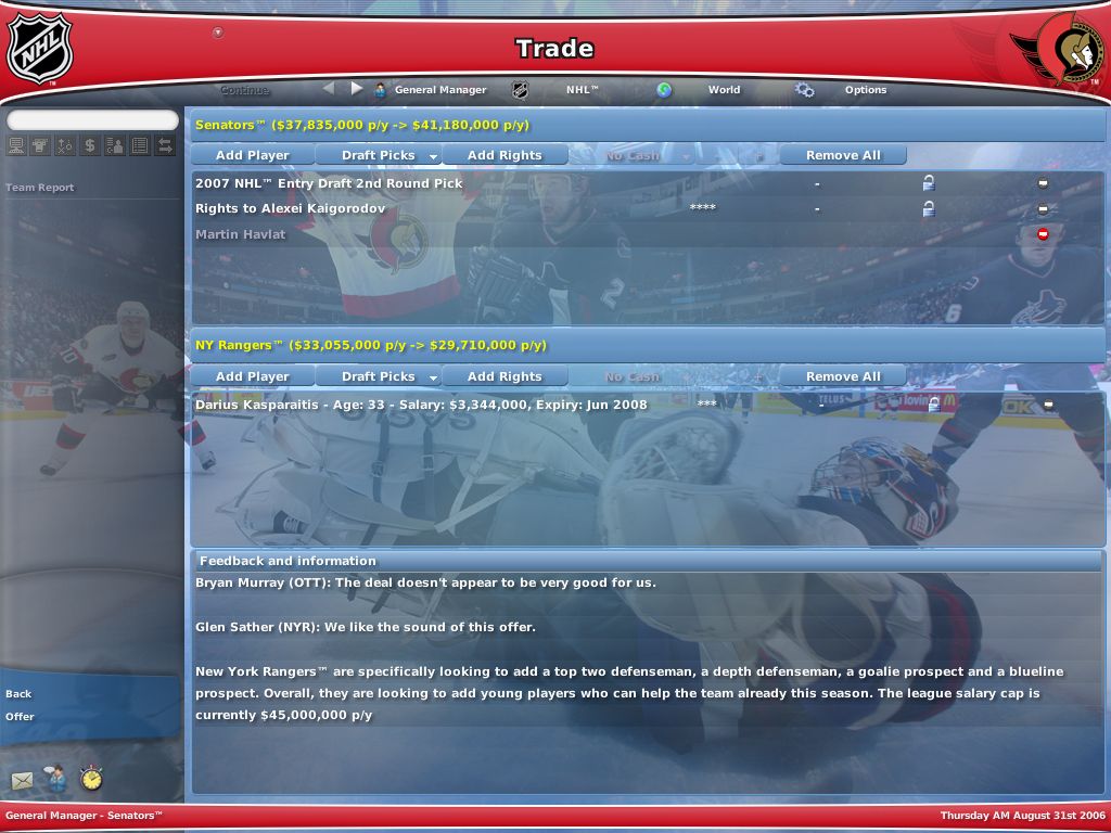 Скриншот из игры NHL Eastside Hockey Manager 2007 - 17