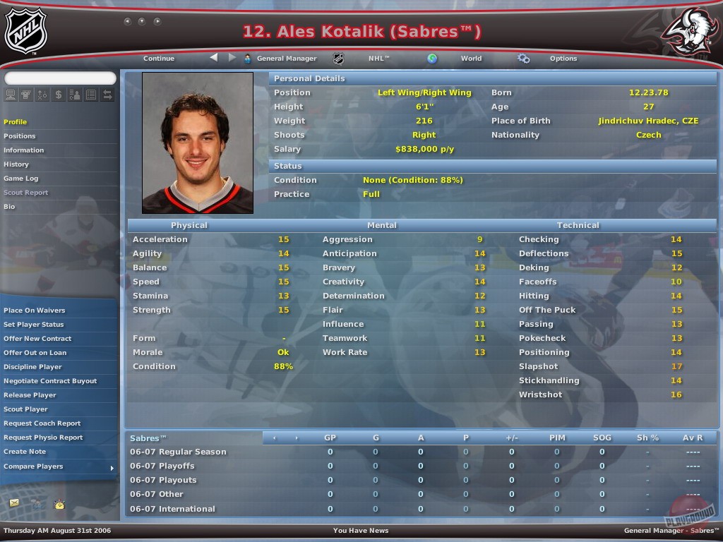 Скриншот из игры NHL Eastside Hockey Manager 2007 - 22