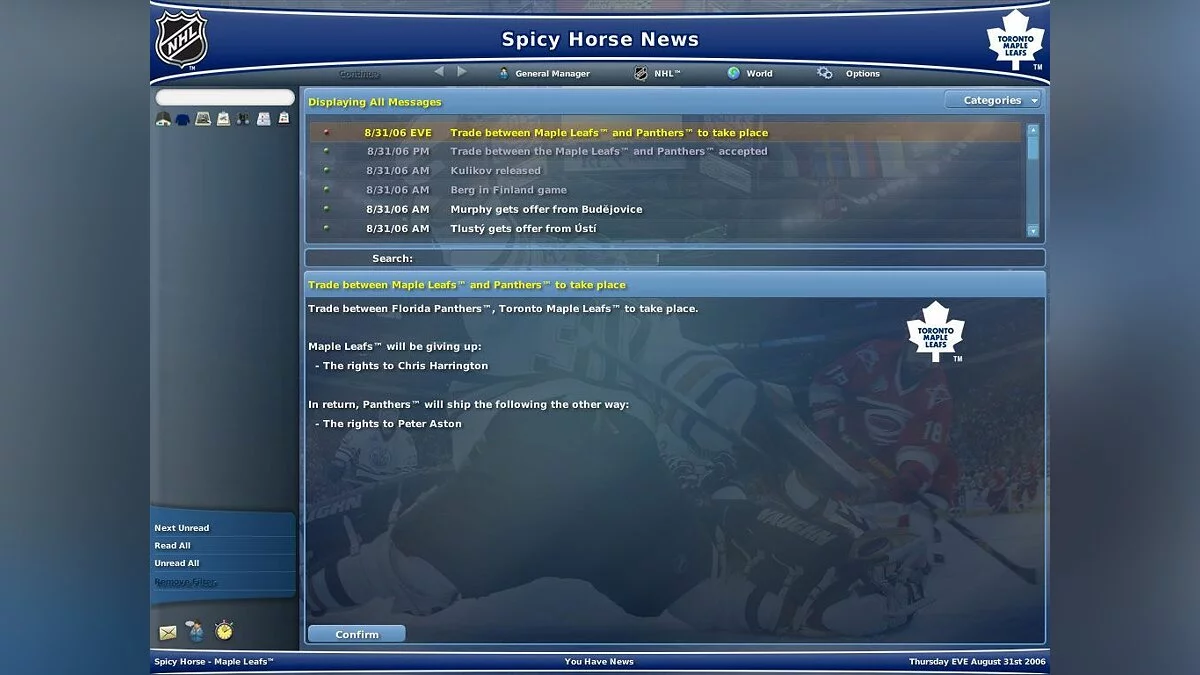 Скриншот из игры NHL Eastside Hockey Manager 2007 - 6