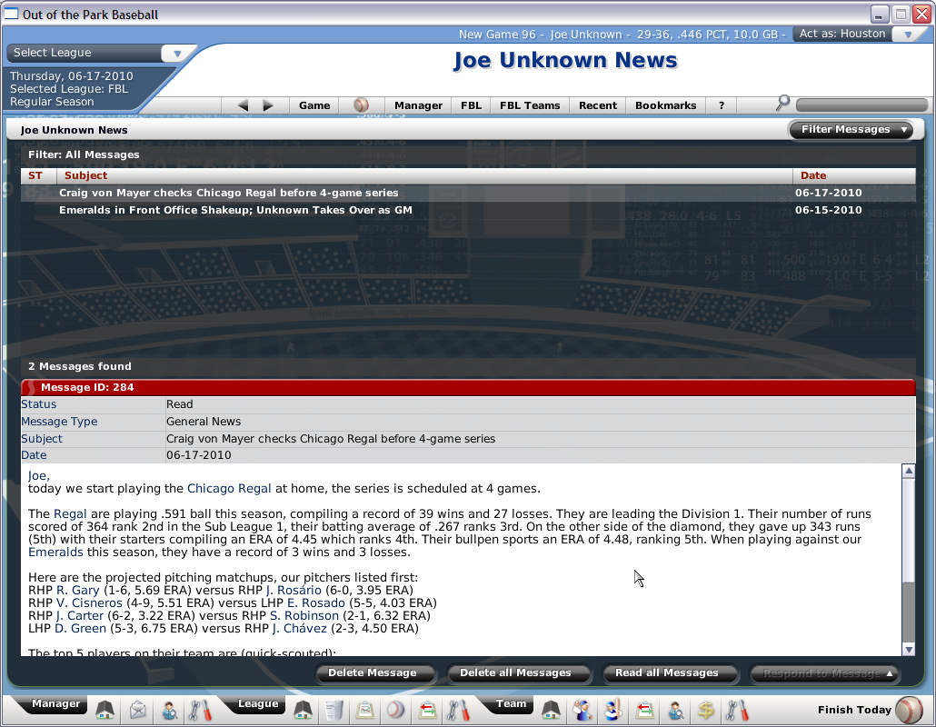 Скриншот из игры Out of the Park Baseball 2007 - 8