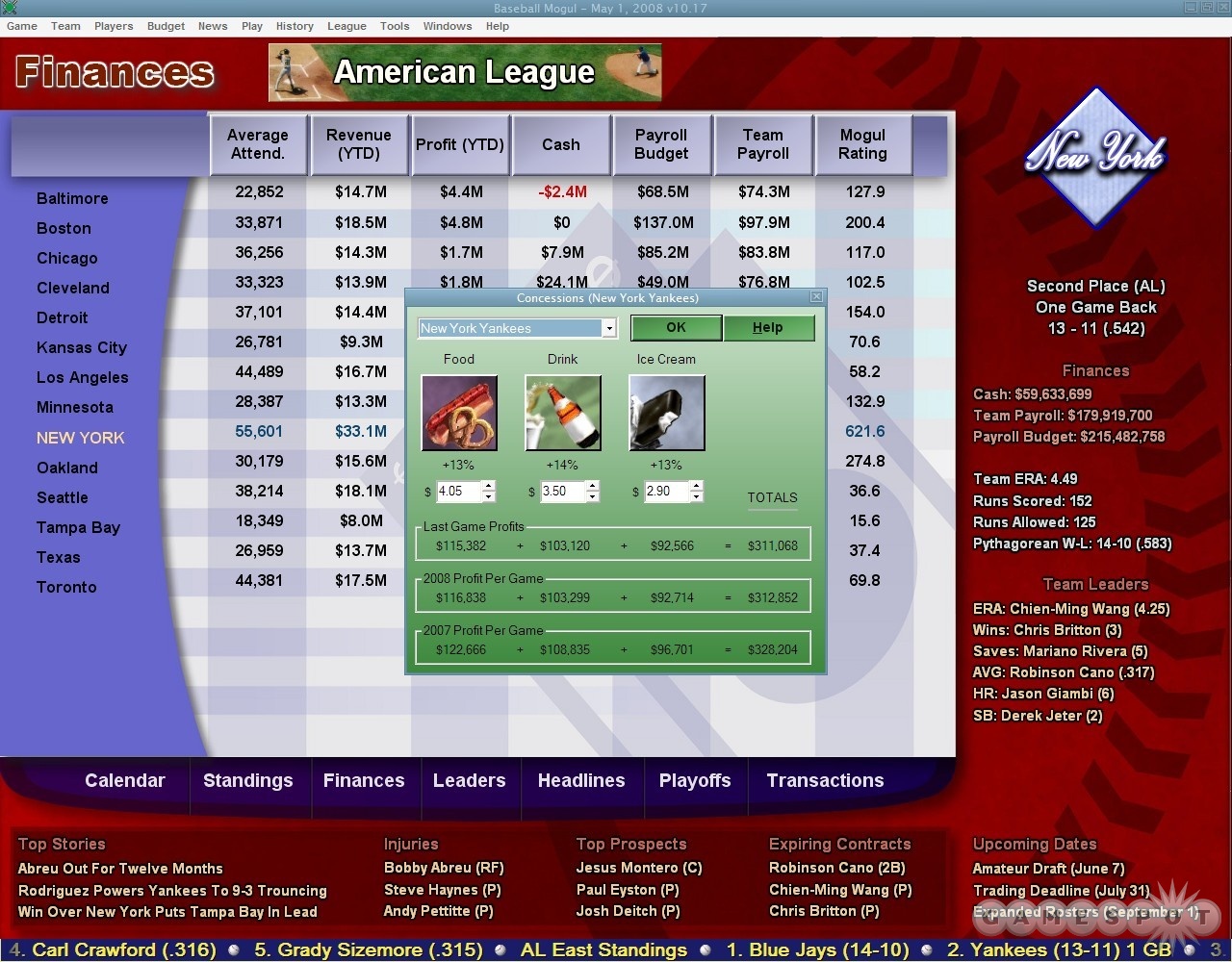 Скриншот из игры Baseball Mogul 2008 - 13