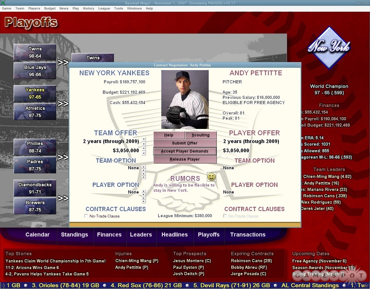 Скриншот из игры Baseball Mogul 2008 - 10