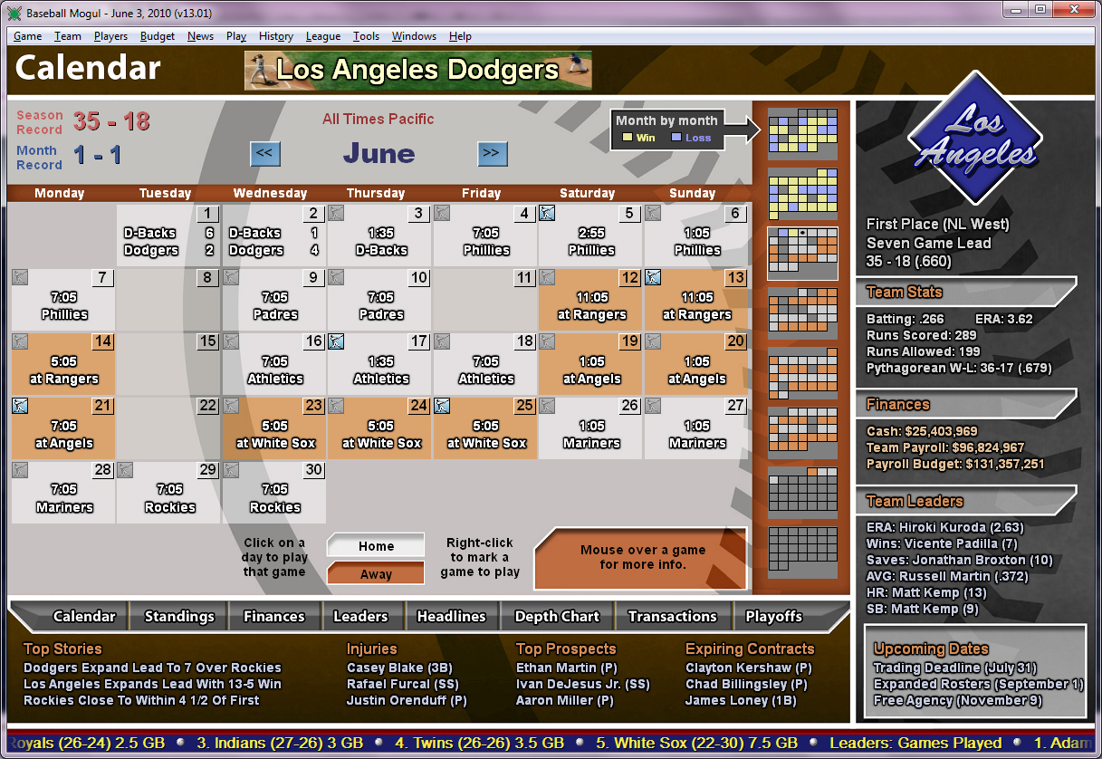 Скриншот из игры Baseball Mogul 2011 - 9