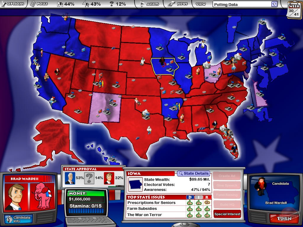 Скриншот из игры The Political Machine 2004 - 5