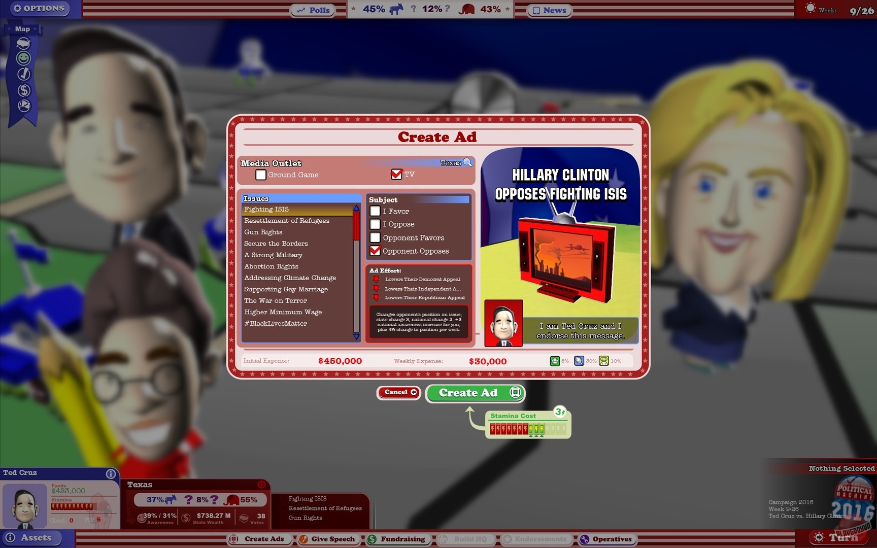 Скриншот из игры The Political Machine 2016 - 11