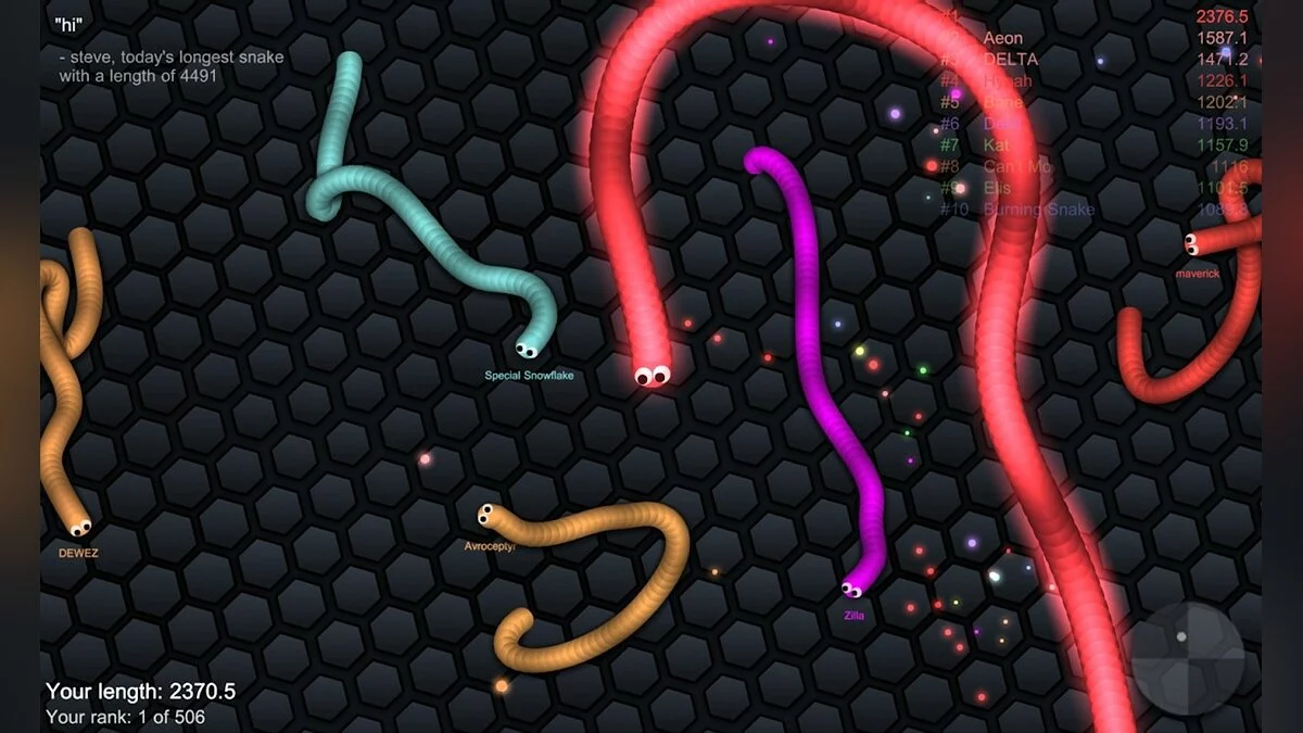 Скриншот из игры slither.io - 9