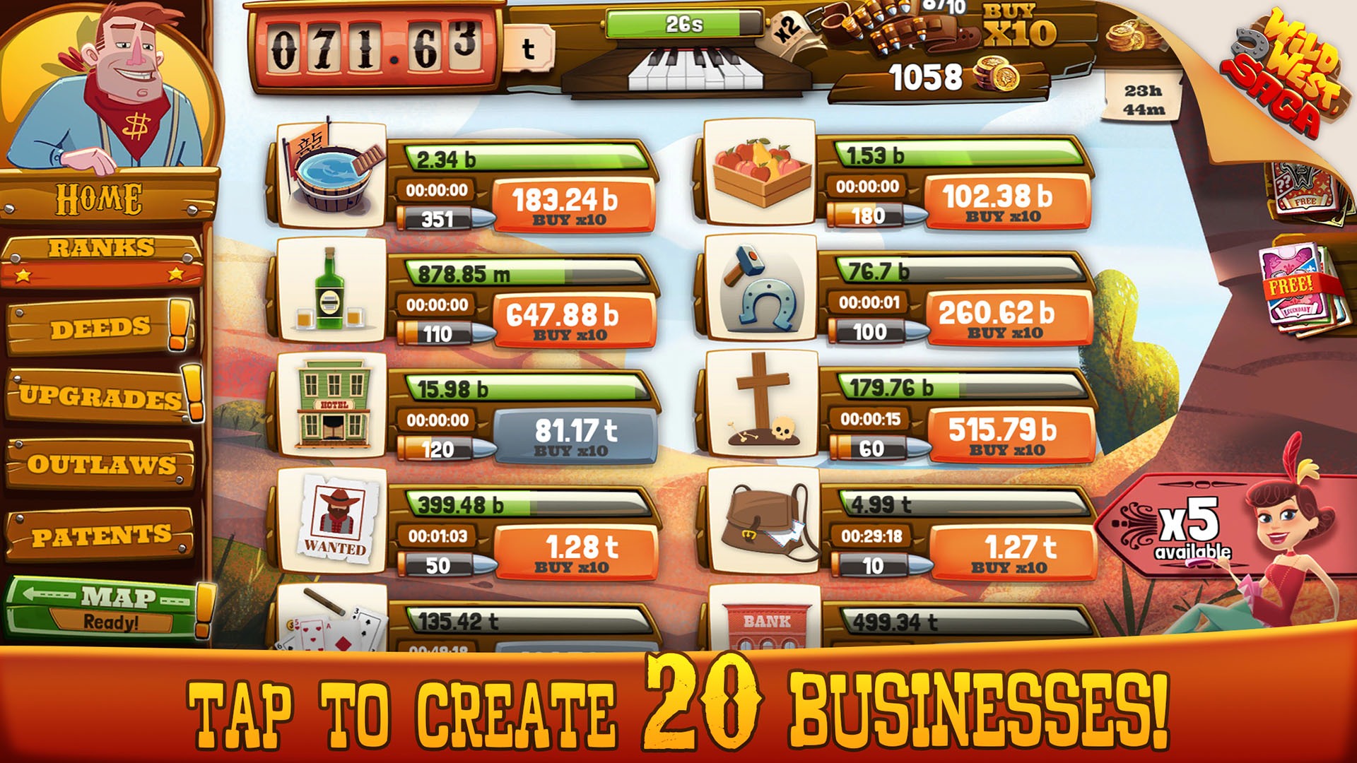Скриншот из игры Wild West Saga: Idle Tycoon - 9