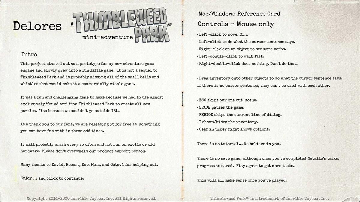 Скриншот из игры Delores: A Thimbleweed Park Mini-Adventure - 13