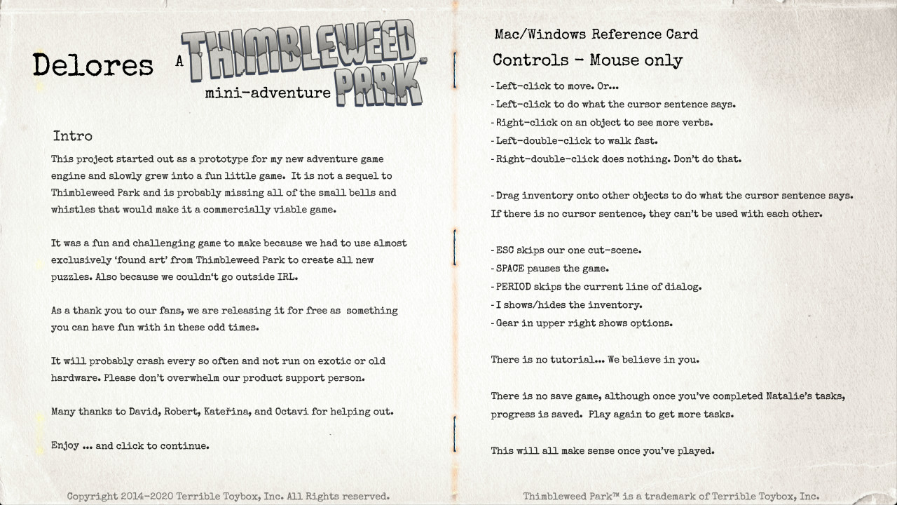 Скриншот из игры Delores: A Thimbleweed Park Mini-Adventure - 6