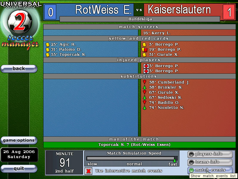Скриншот из игры Universal Soccer Manager 2 - 11